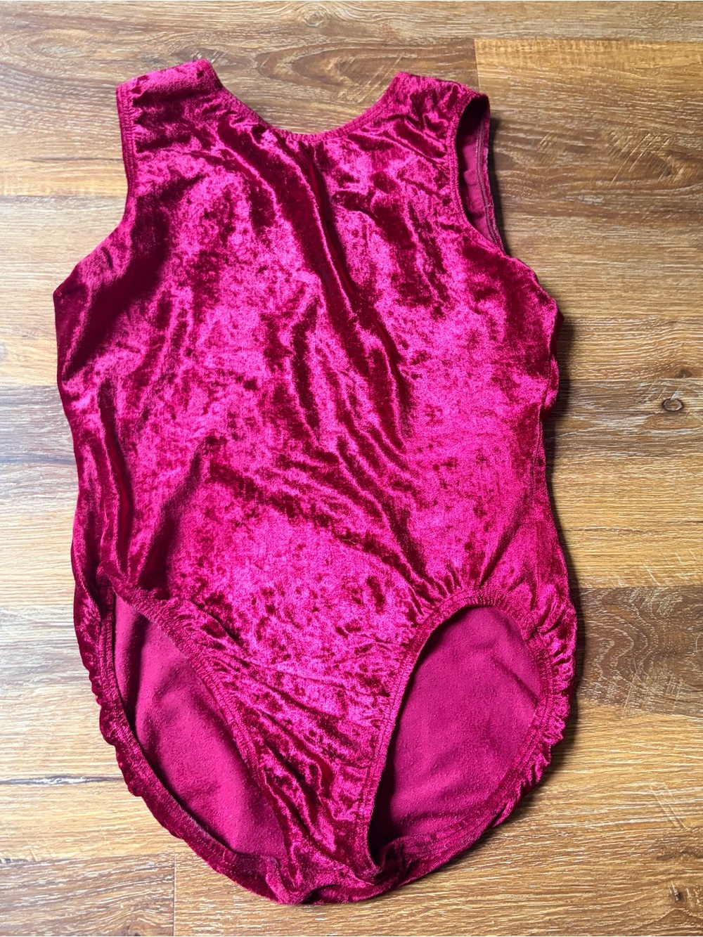 GK Elite Crushed Velvet Gymnastics Leotard Youth Large Burgundy Wine